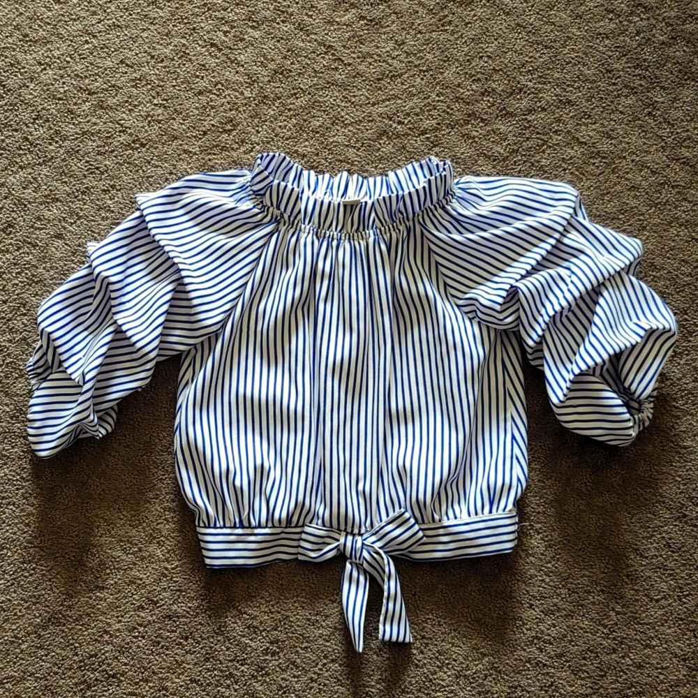 Habitual Girls' Joyce Striped & Gathered Top -  size 5/6